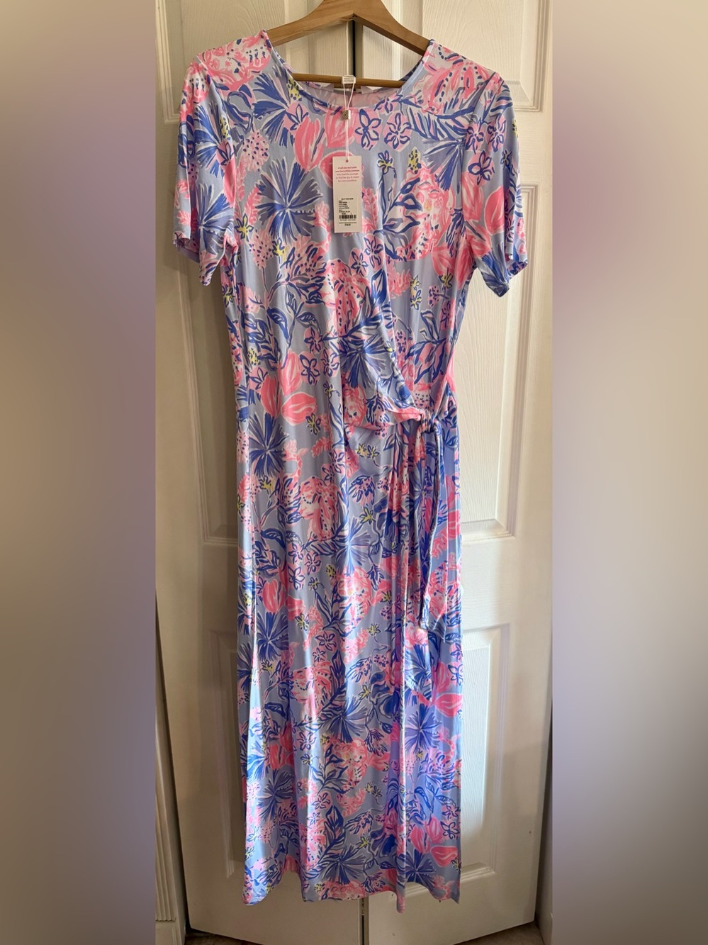 NWT Lilly Pulitzer Elephant Splash Chace Maxi Dress Size Large Blue Pink
